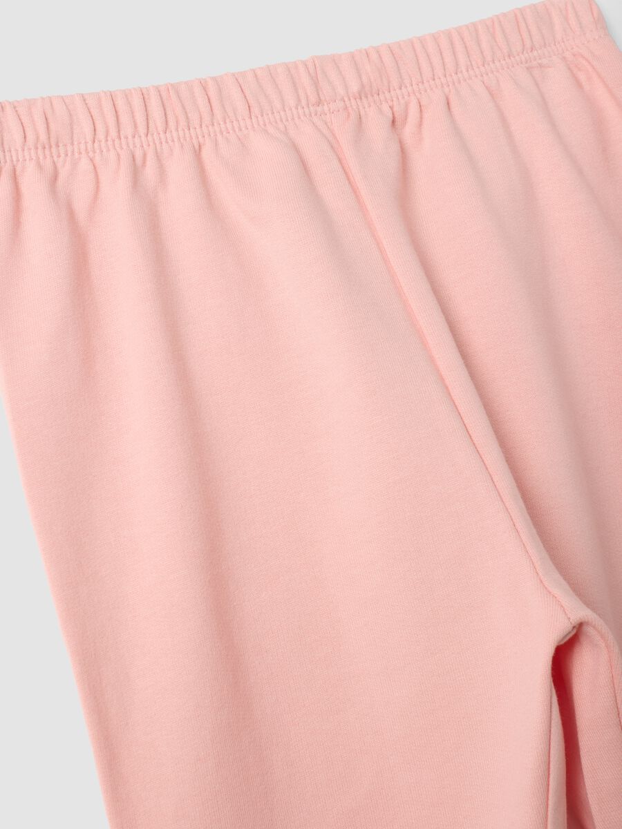 Pijama rosa em algod&atilde;o org&acirc;nico puro com estampado de ursinho_2