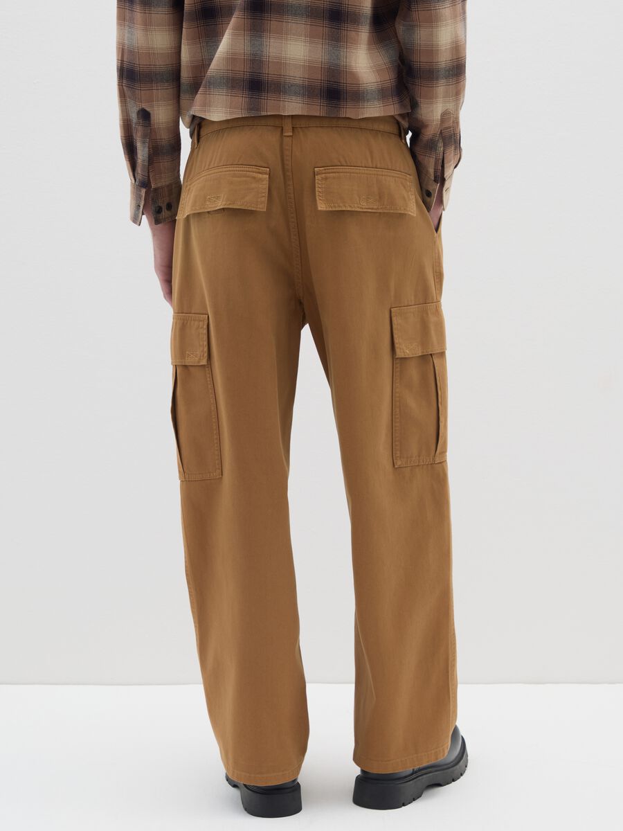 Brown Baggy Pure Cotton Cargo Trousers_2