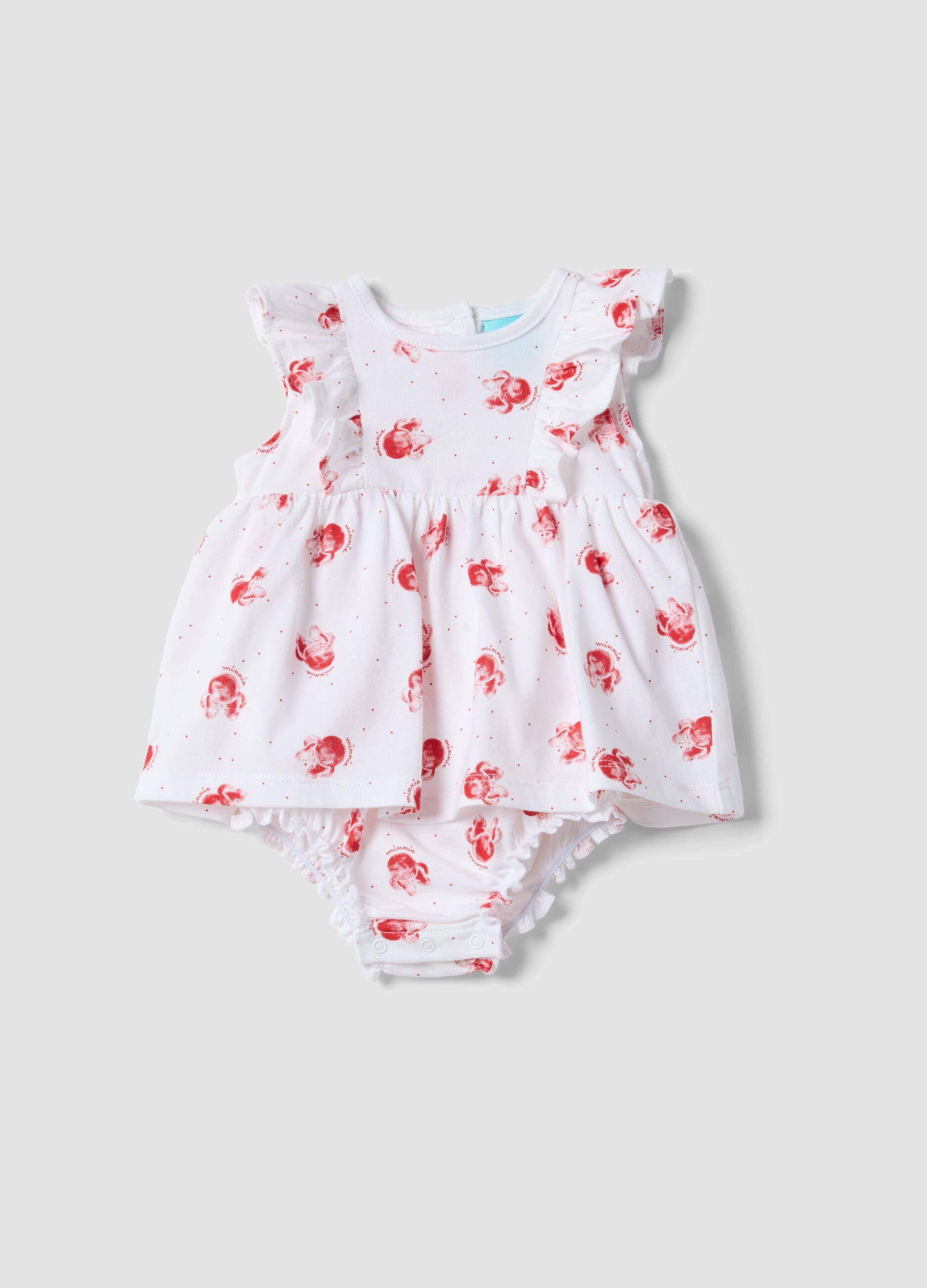 White pure cotton baby romper with Minnie