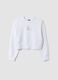 White organic cotton sweatshirt with front print for girls_3