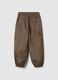 Regular fit brown cotton cargo jogger trousers for kids_1