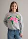 Grey cotton-blend sweatshirt for girls, regular fit with flowers_0