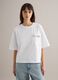 White cotton blend relaxed fit T-shirt with decorative pocket_2