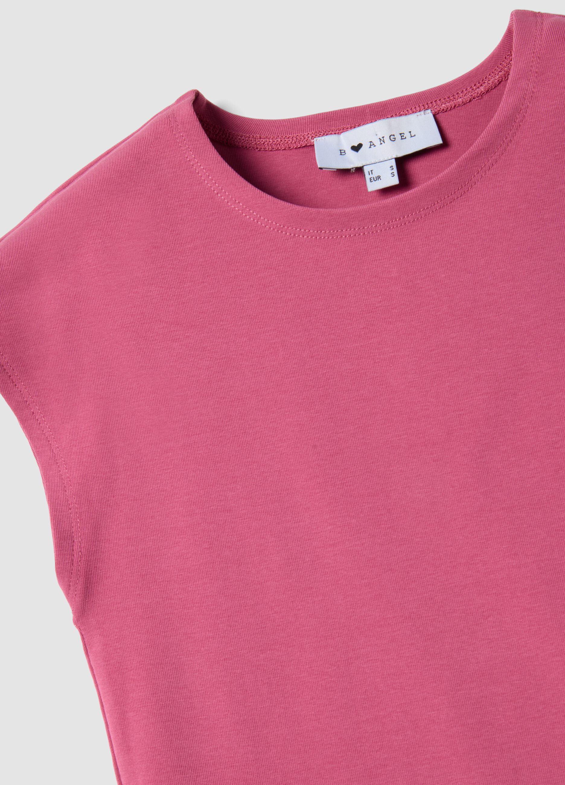 Top rosa fitted em algod&atilde;o el&aacute;stico