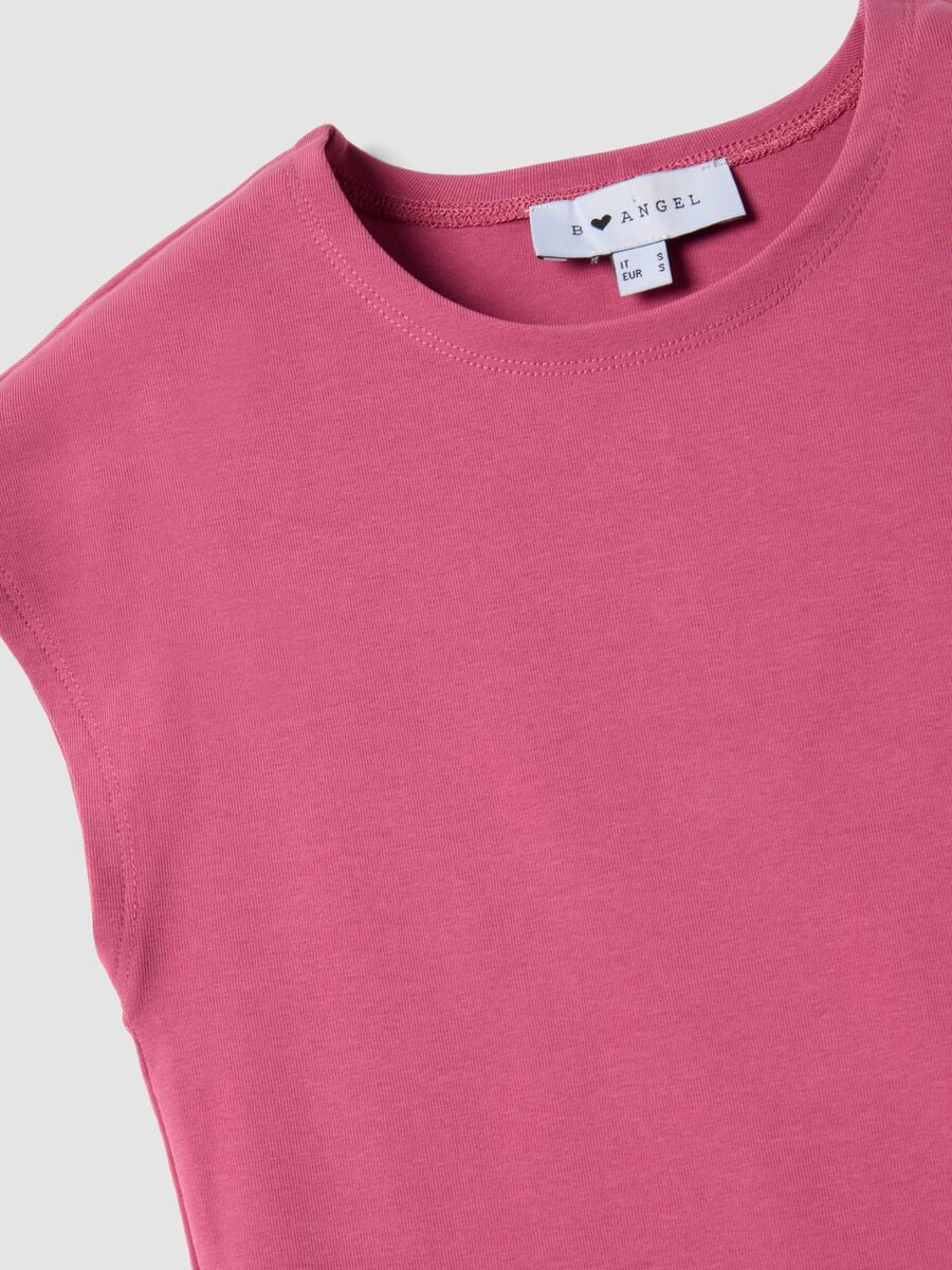 Camiseta de tirantes rosa ajustada de algod&oacute;n el&aacute;stico_5