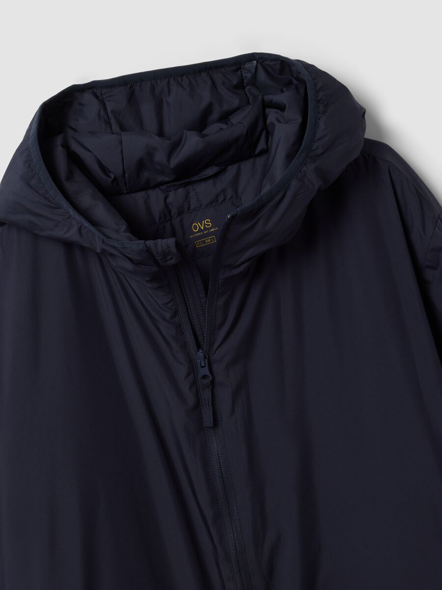 Navy blue hooded jacket with zip_1