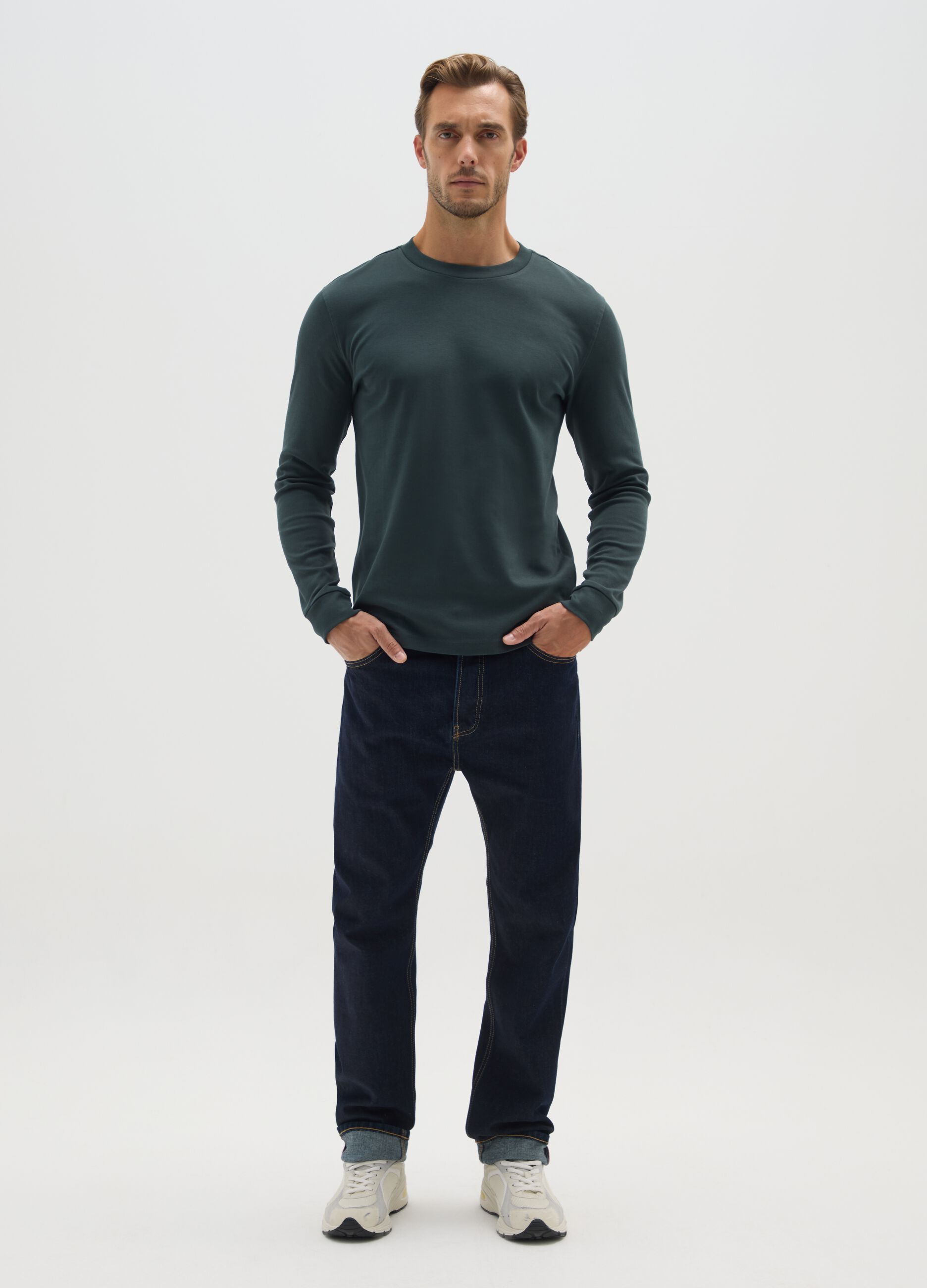 Green pure cotton regular fit T-shirt