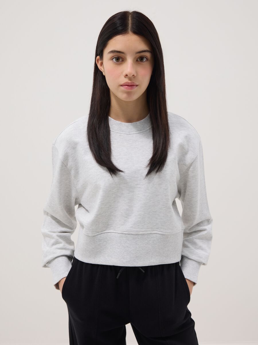 Grey pure cotton sweatshirt regular fit for girls_0