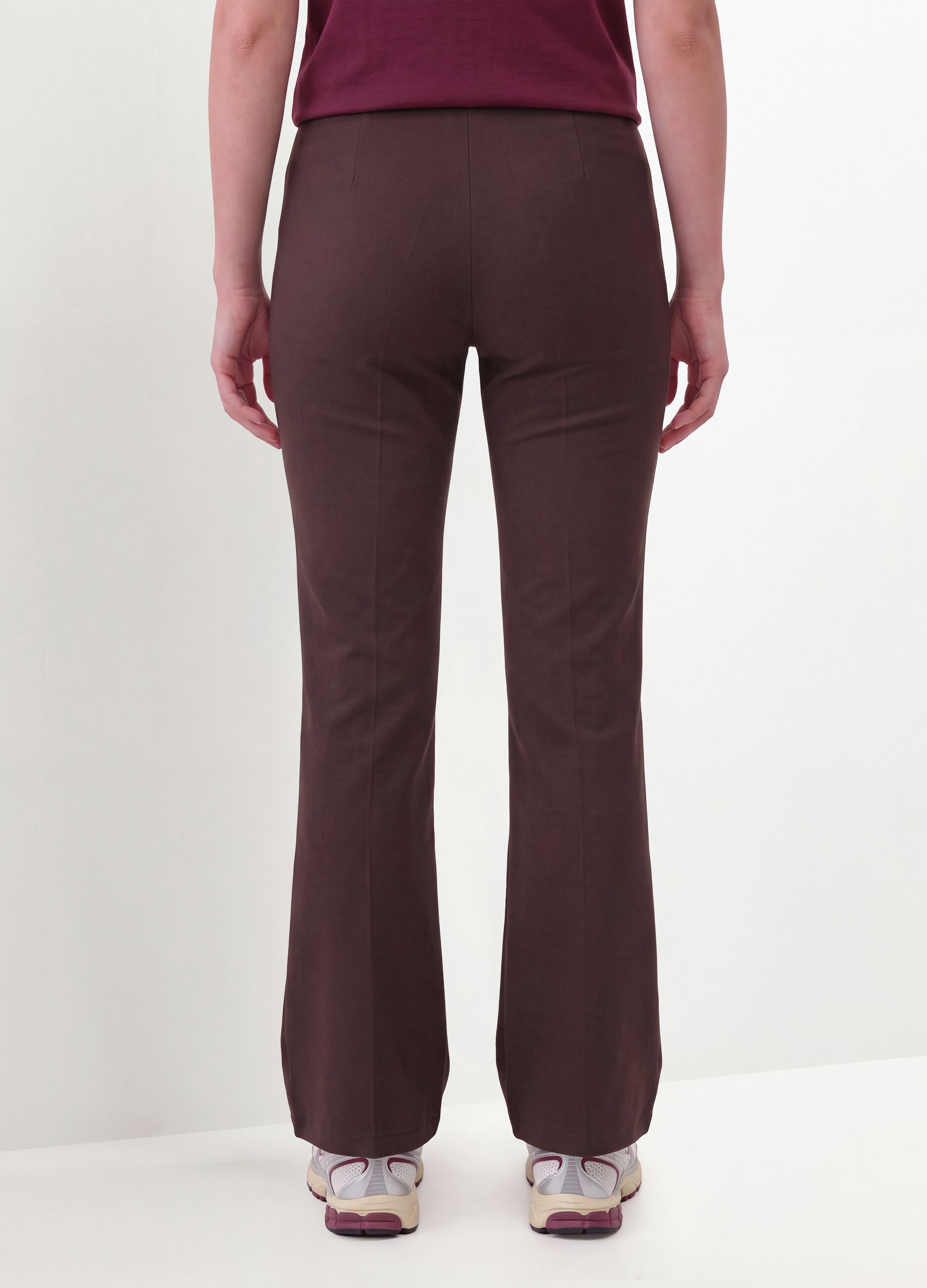 Braune Flare-Hose aus elastischer Viskose