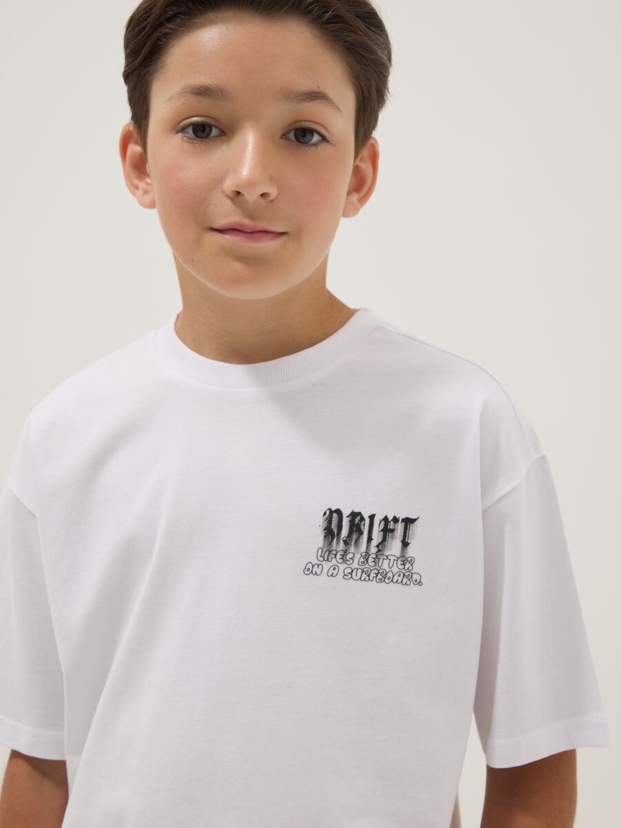 White short-sleeve pure cotton oversized-fit boys&rsquo; T-shirt_2