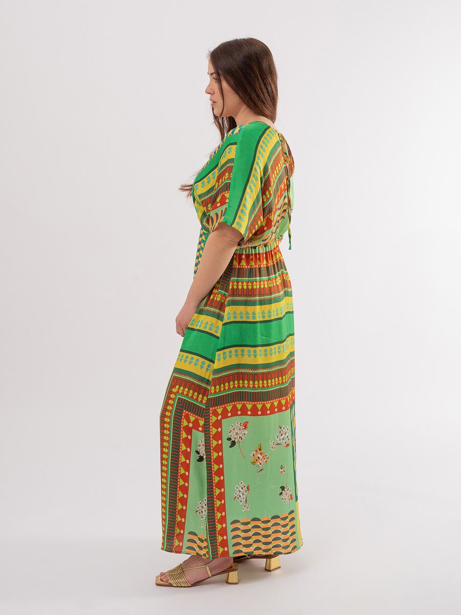 Curvy long dress with multicoloured print_2