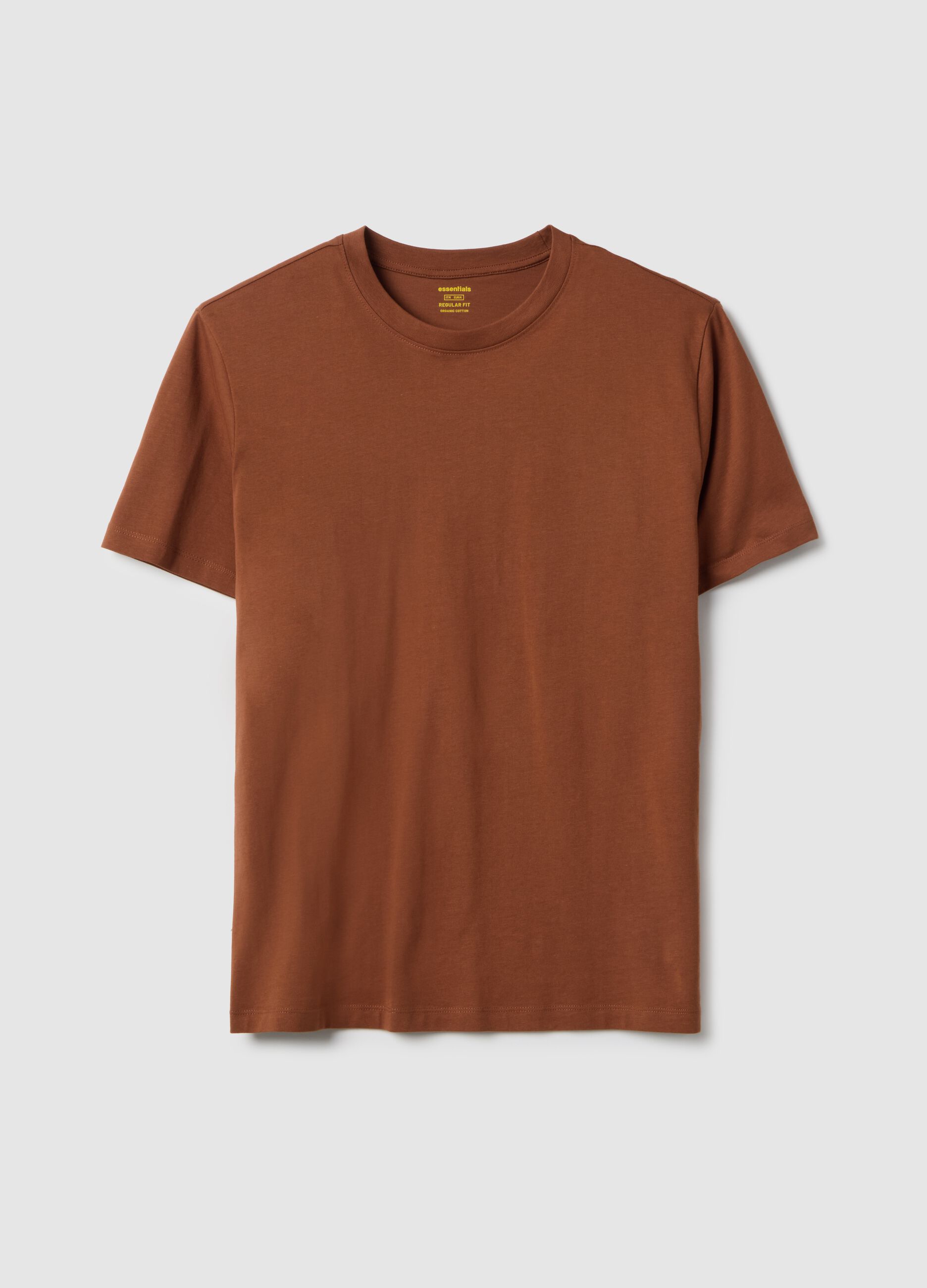 Regular fit brown pure cotton t-shirt