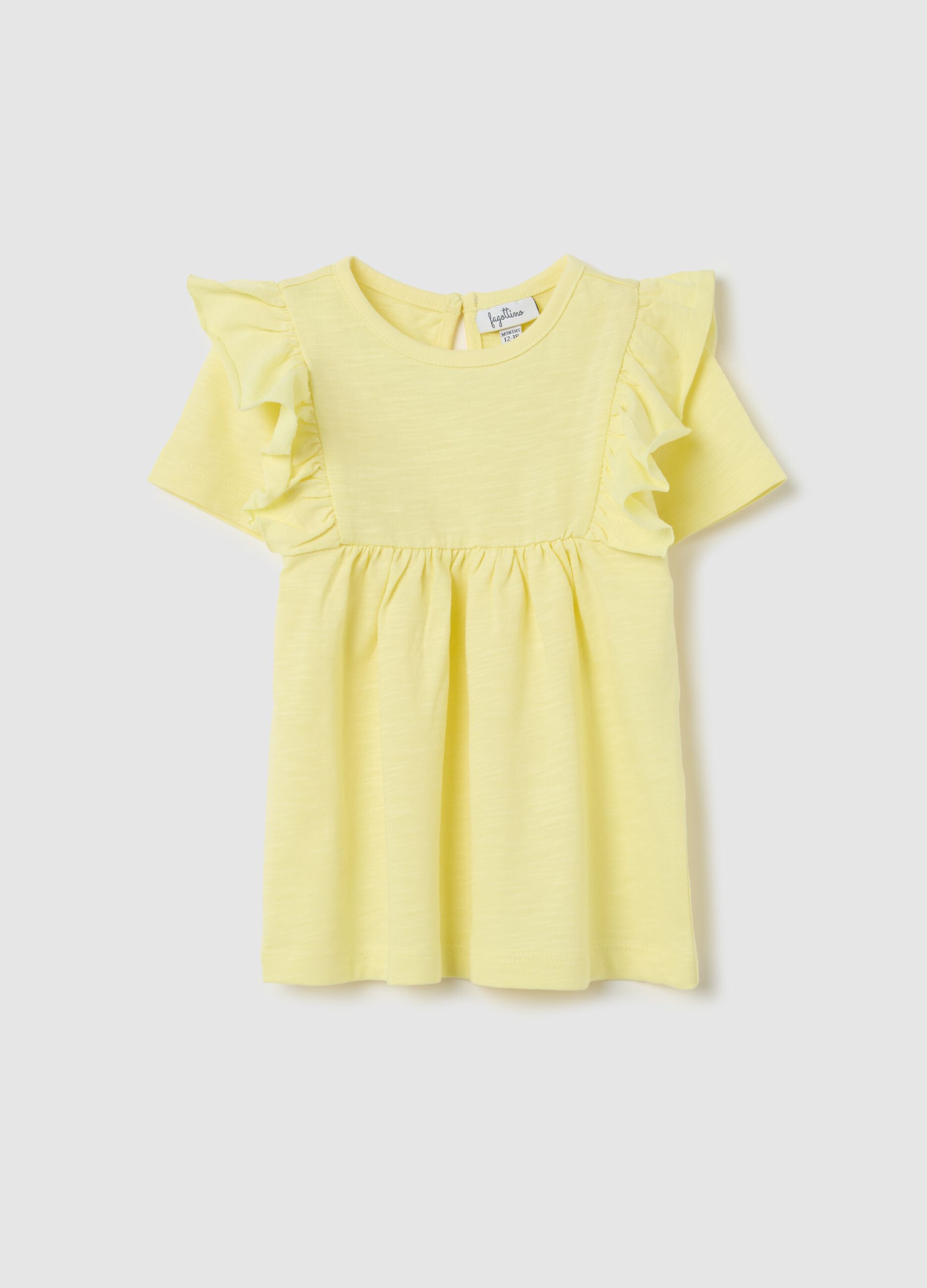 Cotton T-shirt with flounce