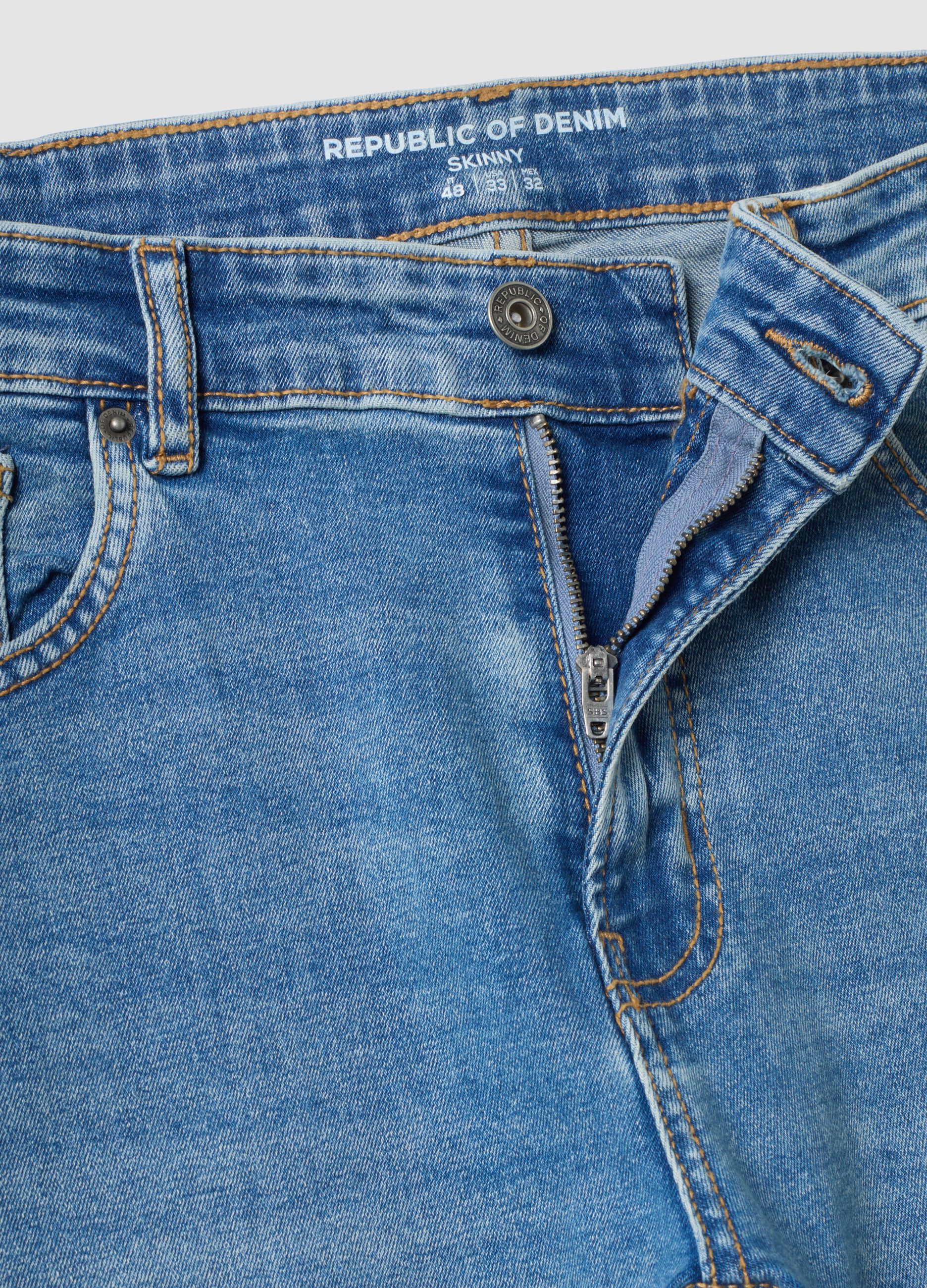 Light blue skinny-fit stretch cotton denim jeans