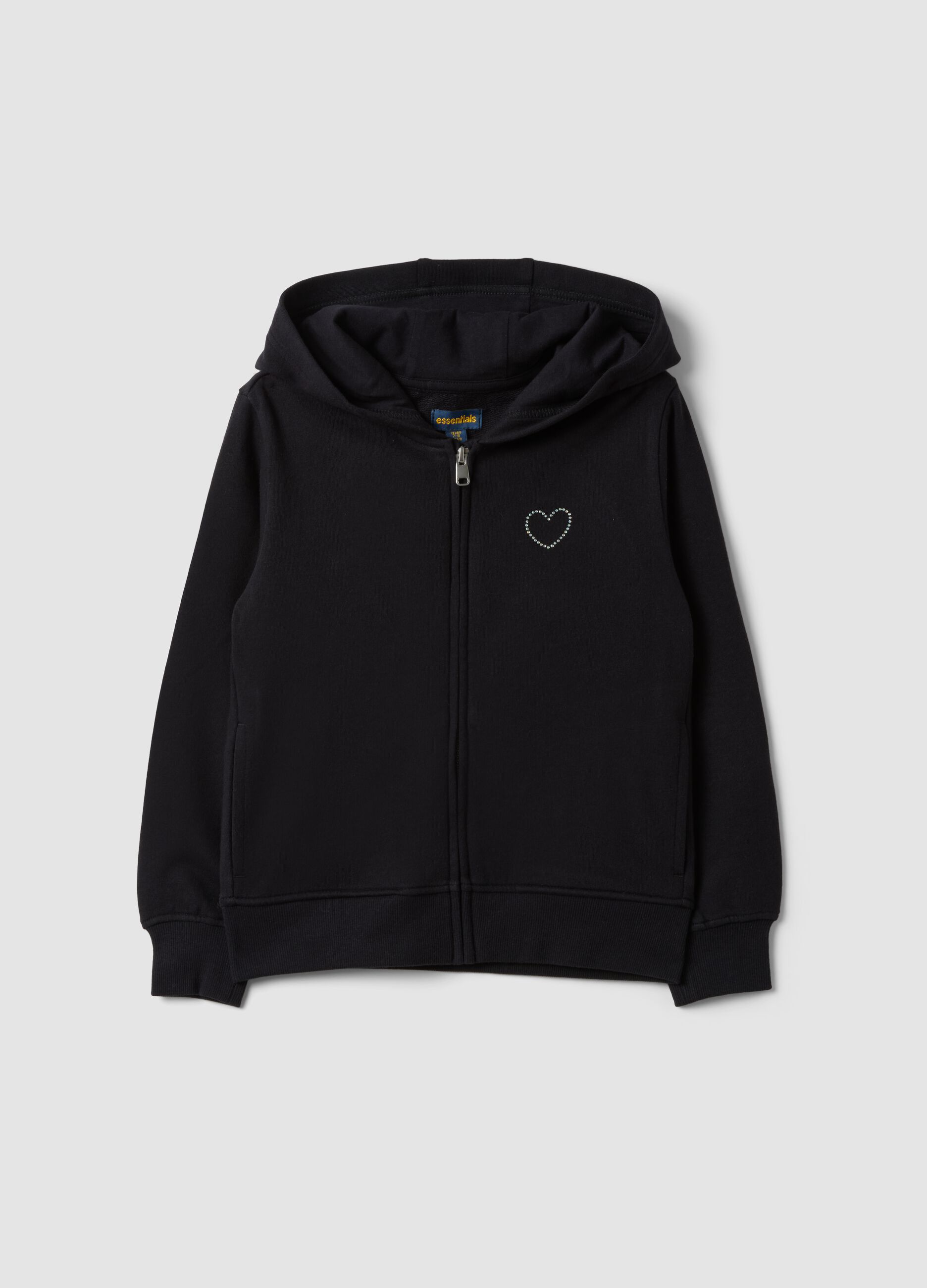 Black pure organic cotton hooded sweatshirt for girls