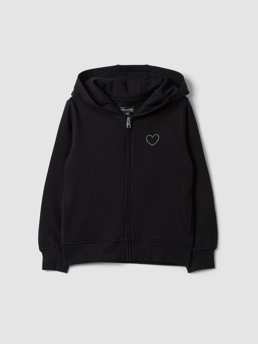 Black pure organic cotton hooded sweatshirt for girls_0