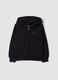 Black pure organic cotton hooded sweatshirt for girls_0