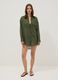 Green cotton-blend kaftan with gold stripes_1