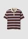 Brown pure cotton oversized striped polo_0