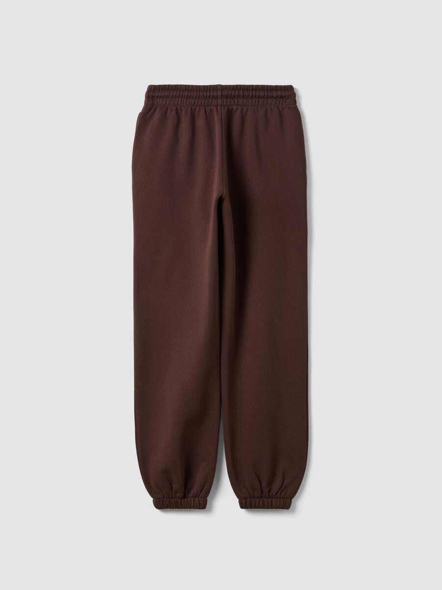 Brown cotton-blend joggers with elasticated waist, regular fit_1