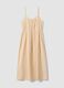 Beige striped pure cotton regular-fit dress with thin straps_4