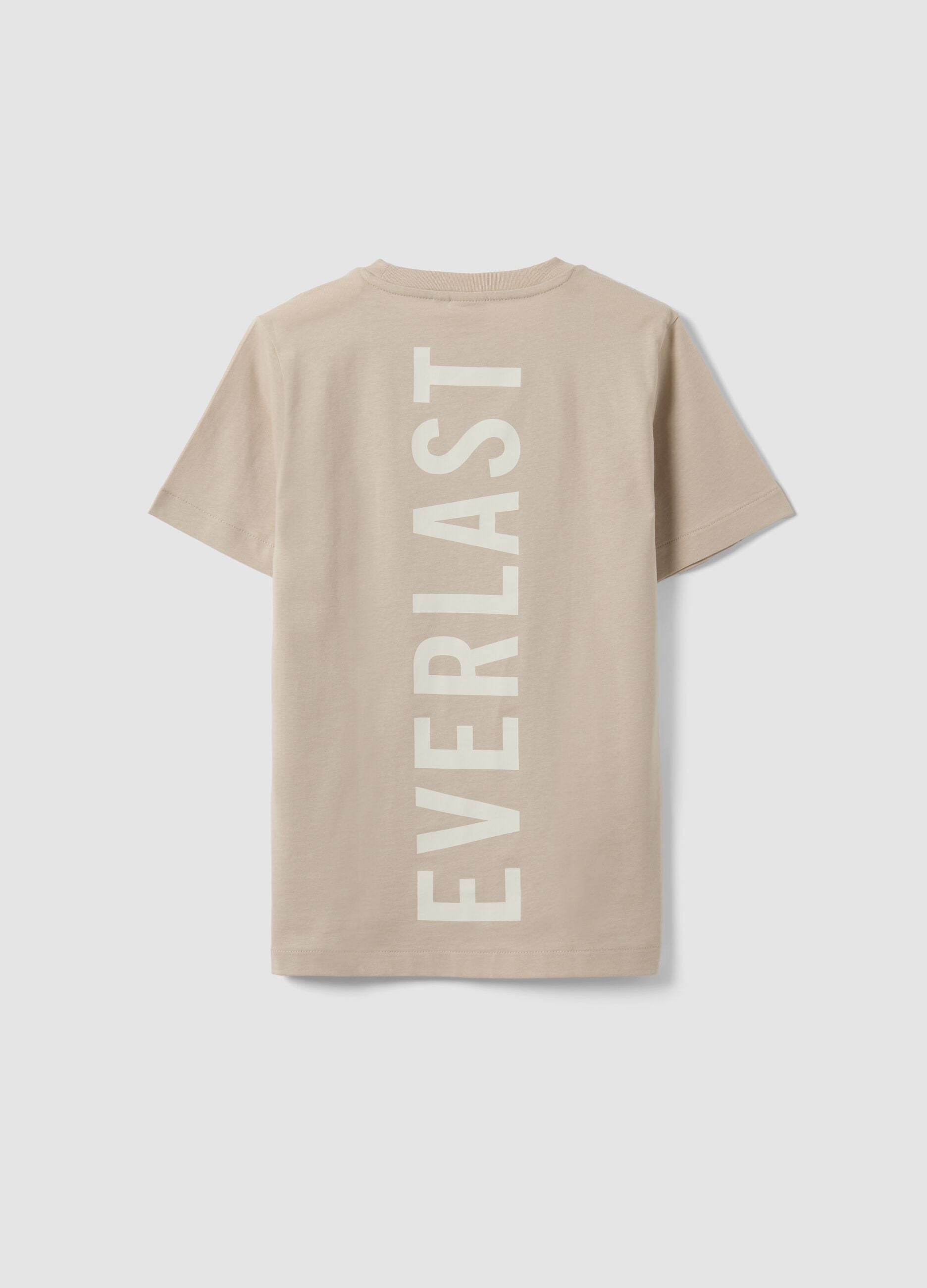 T-shirt beige in puro cotone con stampa regular fit per ragazza