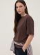 Brown stretch cotton and modal T-shirt_0