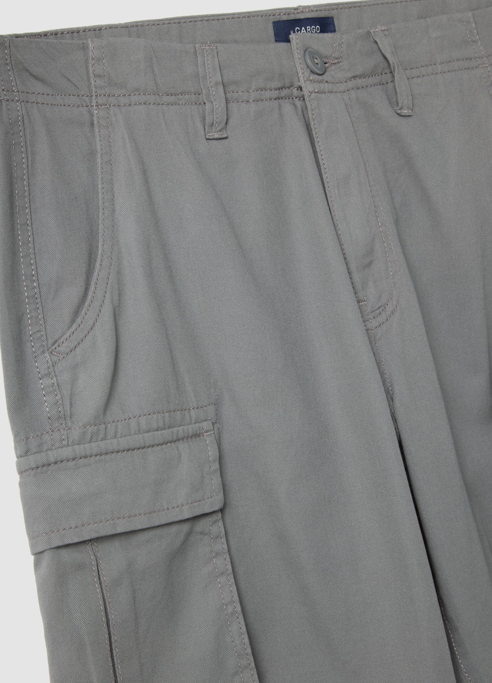Grey pure cotton cargo Bermuda shorts, regular fit