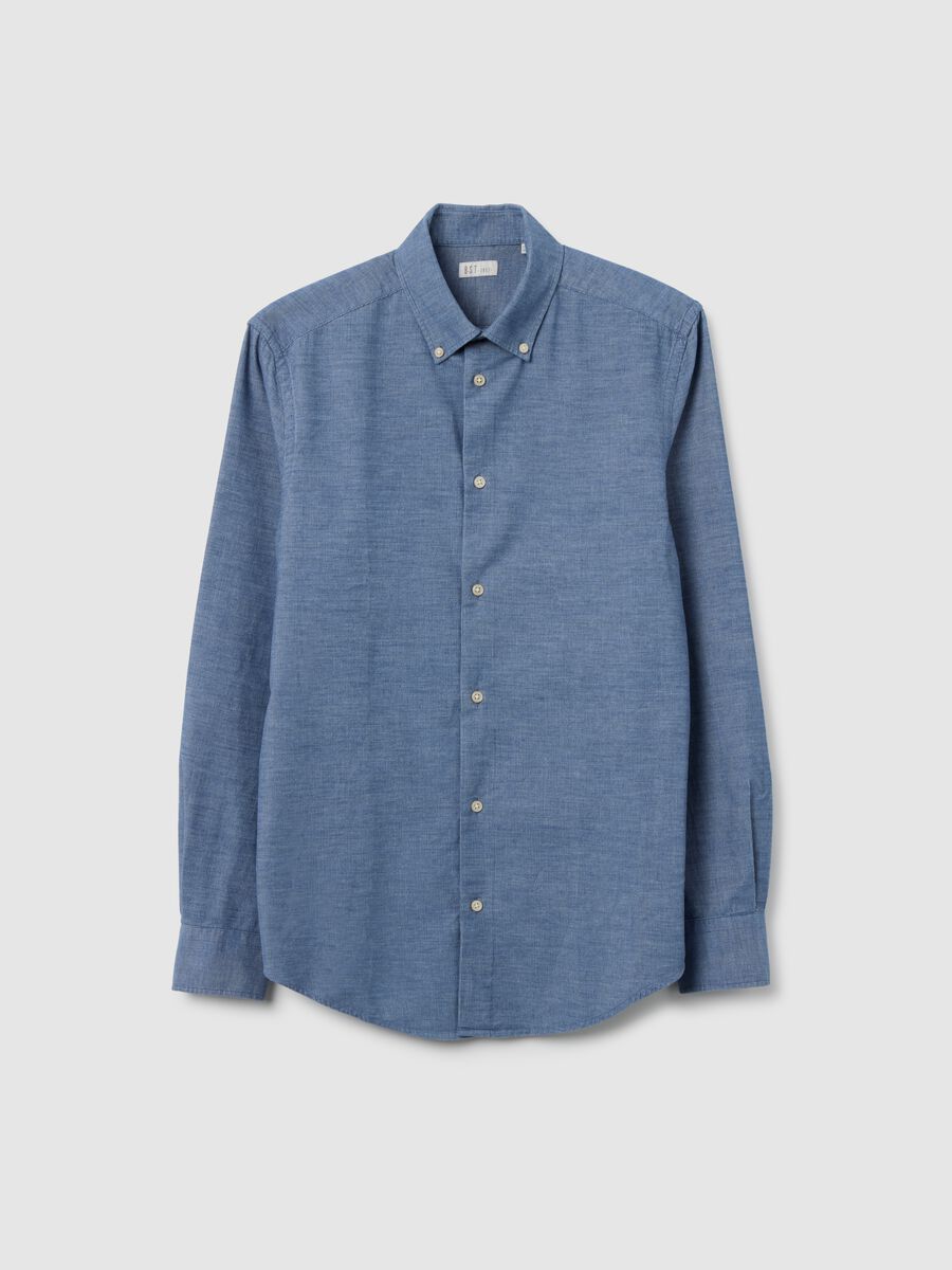 Pure Cotton Blue Regular Fit Shirt_4