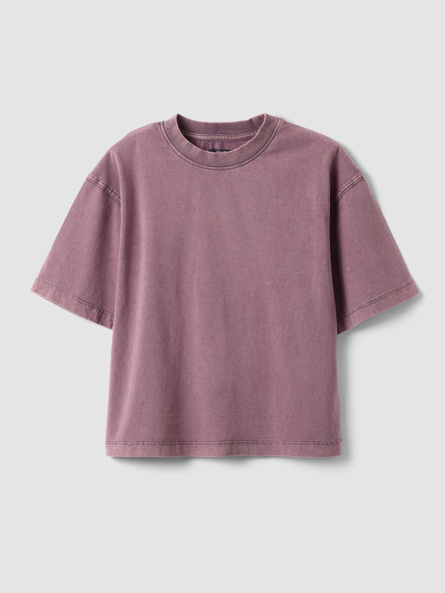 Girls' Oversized Fit Pink Pure Cotton T-shirt_0