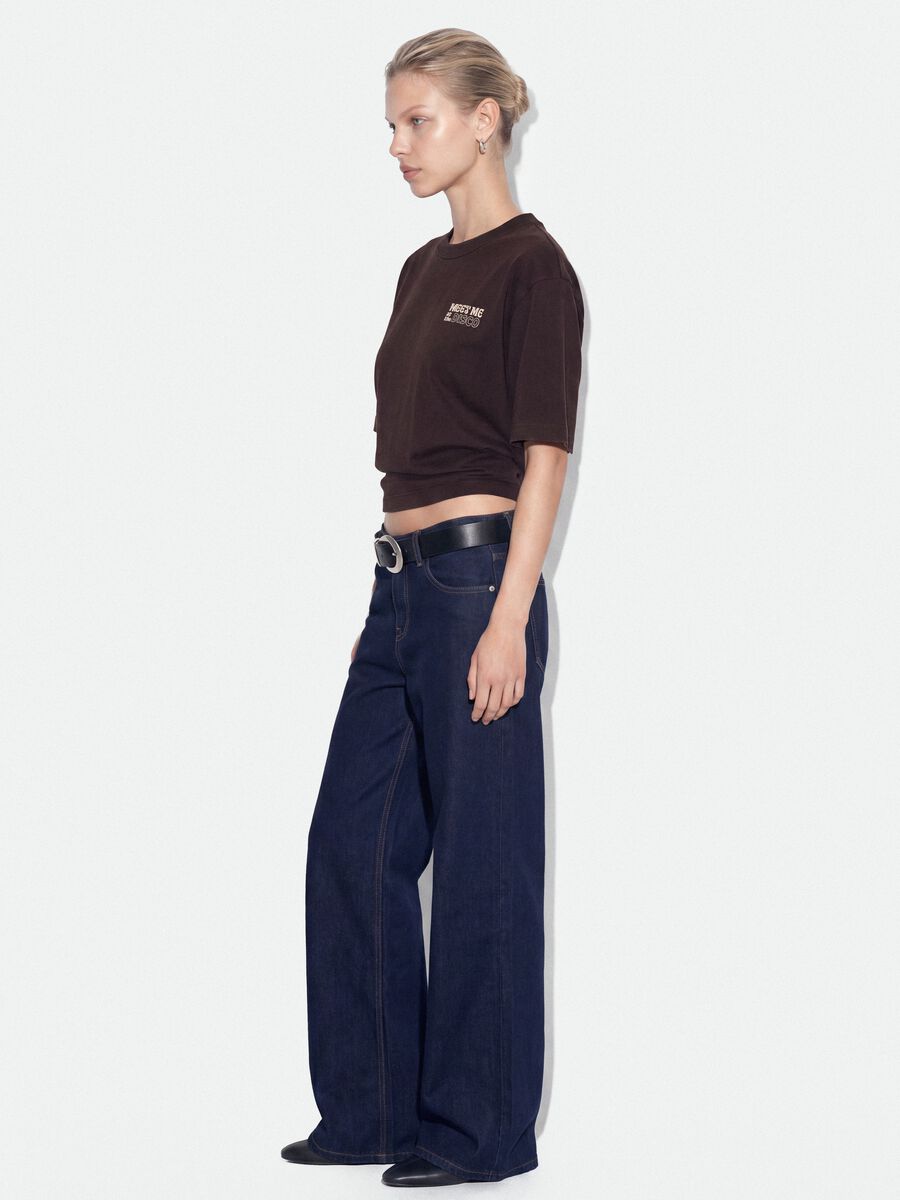 Grey pure cotton oversized T-shirt with chest slogan_1