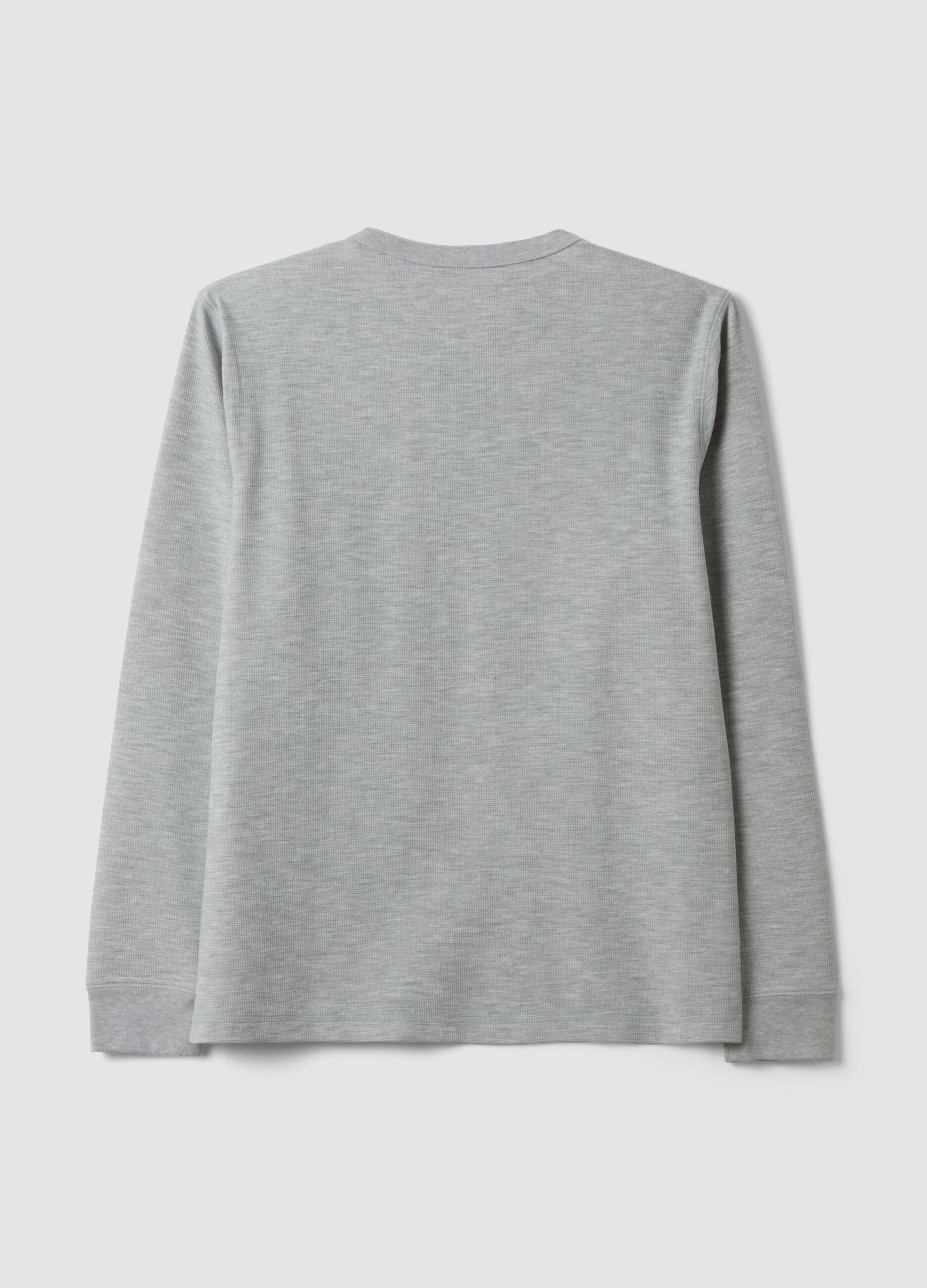 Grey honeycomb viscose-blend T-shirt, regular fit