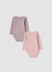 Bipack body rosa e viola in puro cotone organico a coste traforate_1