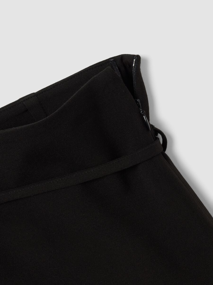 Black stretch viscose mini skirt with belt_5