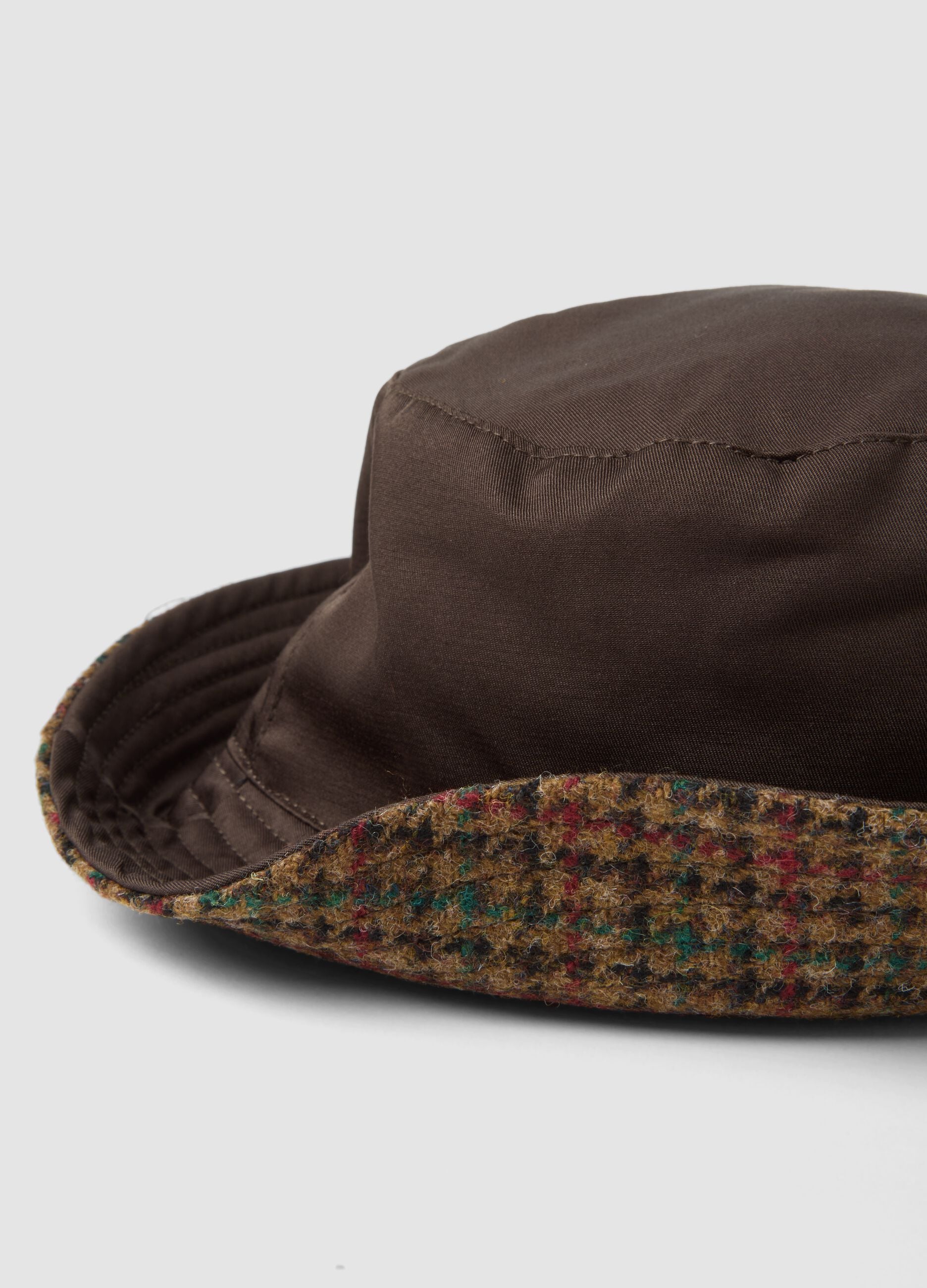 Brown reversible cotton-blend hat