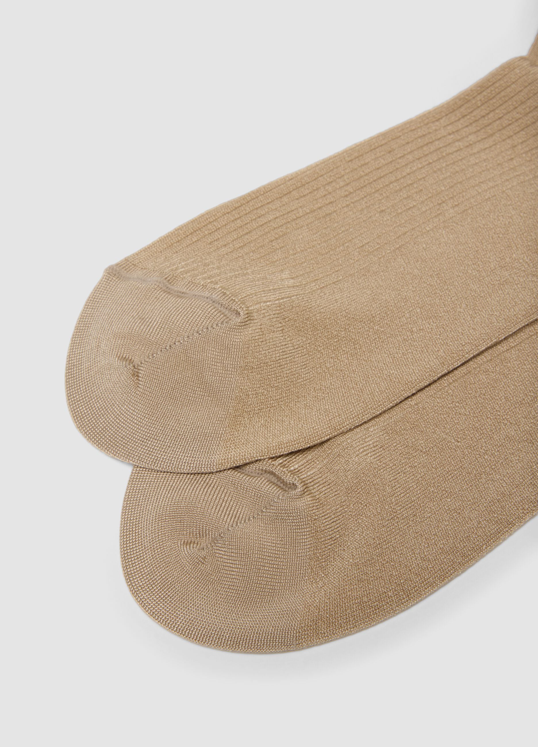 Beige lange Socken aus elastischer Viskose