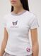 Girls' White Stretch Cotton Slim Fit T-shirt with Kuromi_1