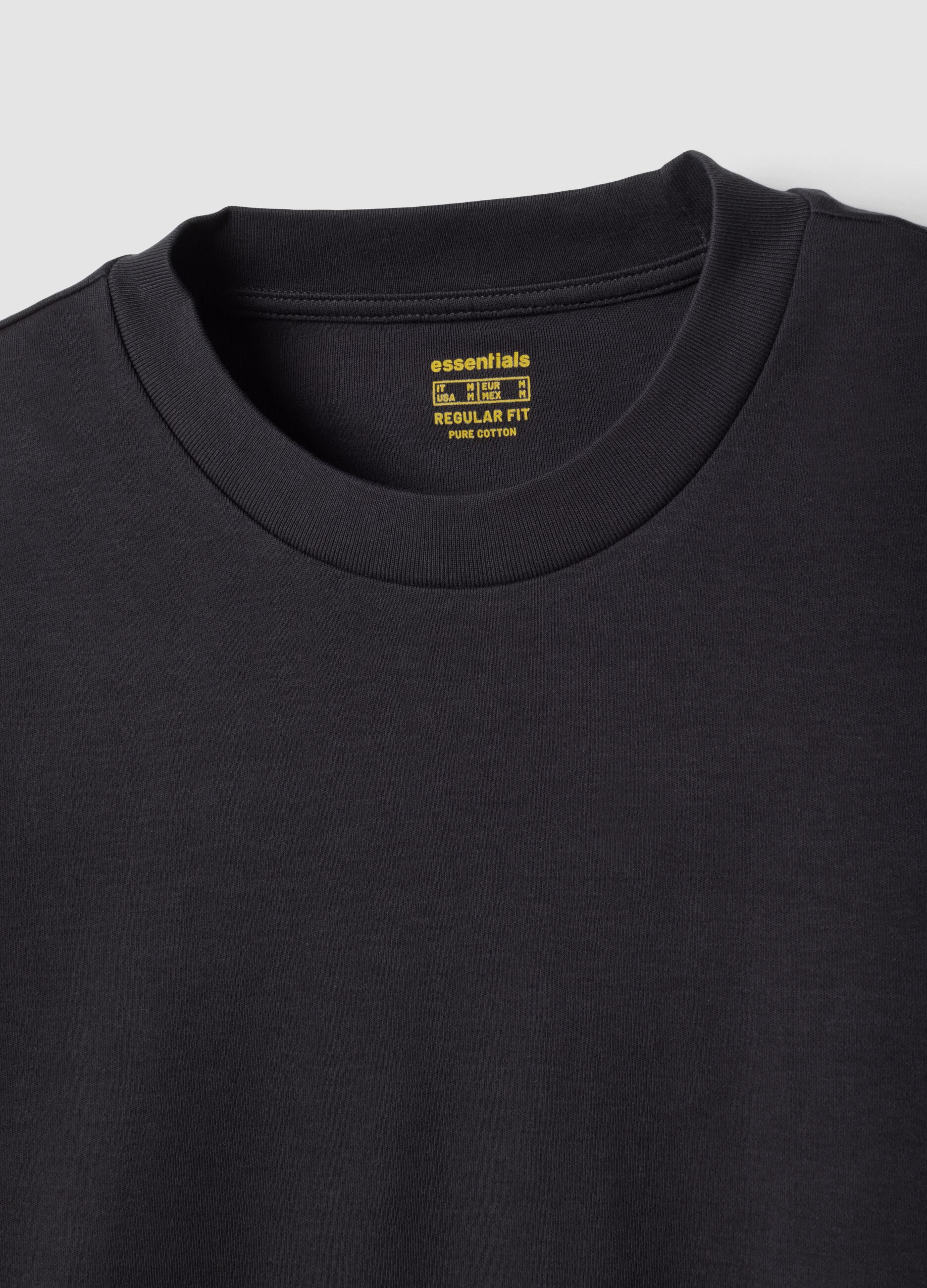 T-shirt grigia in puro cotone girocollo regular fit