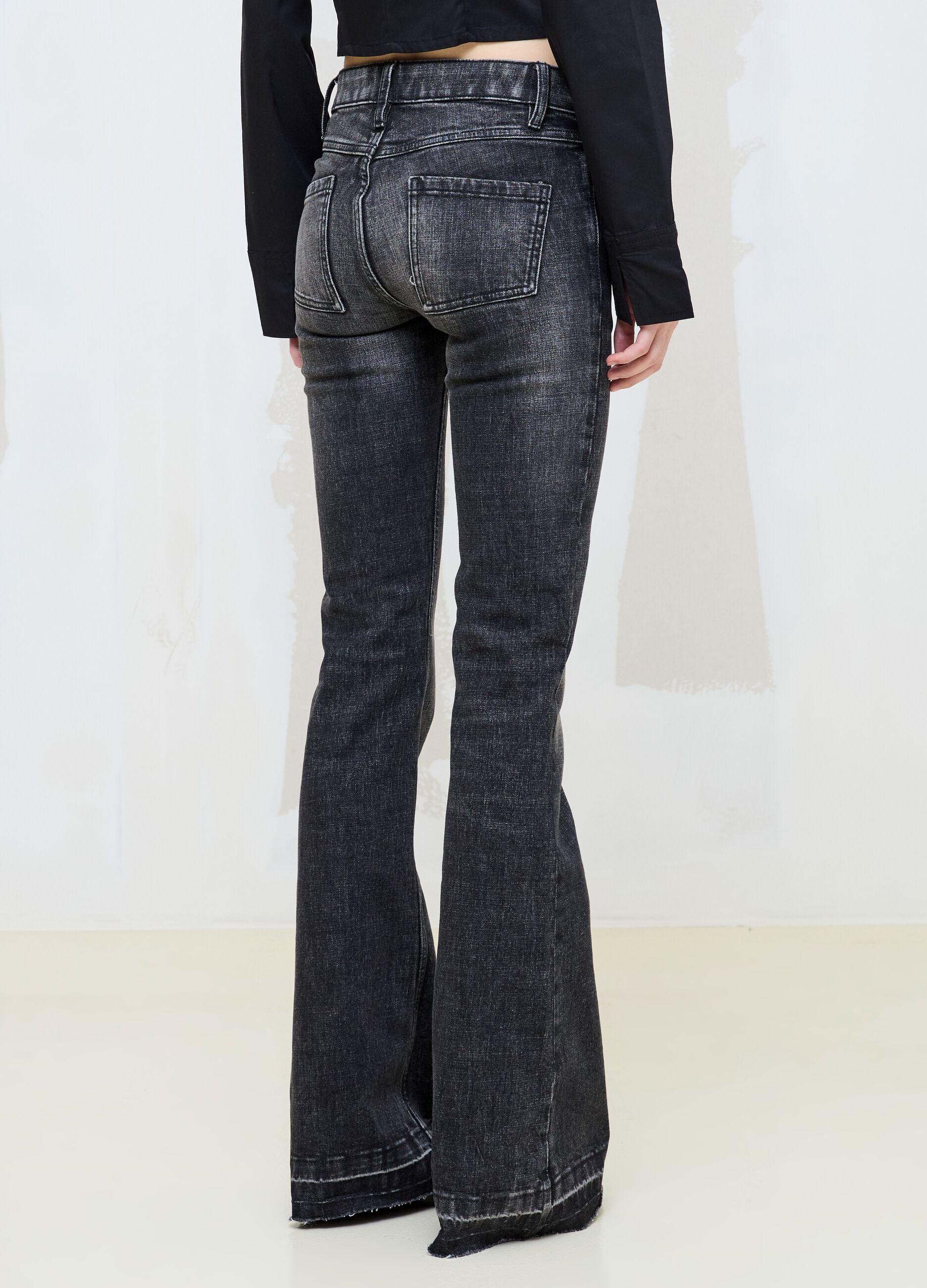 Slim Flare Black Washed Denim