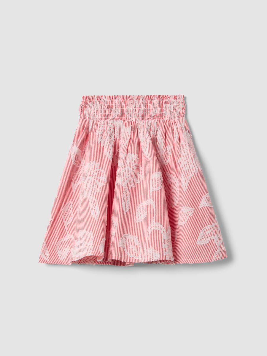 Girls&rsquo; pure cotton ruffle skirt with pink stripes_0