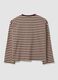 Brown striped pure cotton T-shirt with crew neck, relaxed fit_6