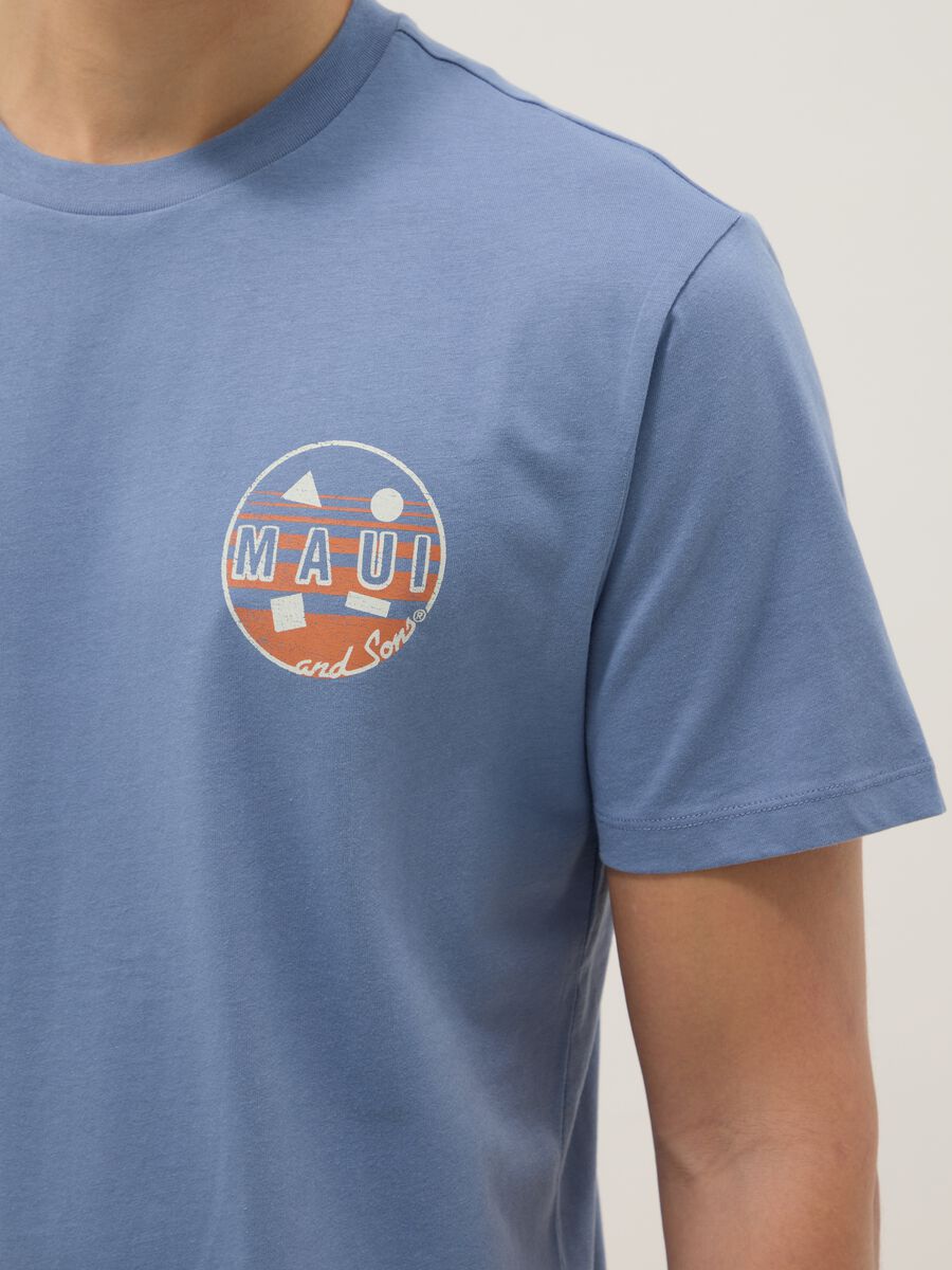 Light blue pure cotton T-shirt with print_3