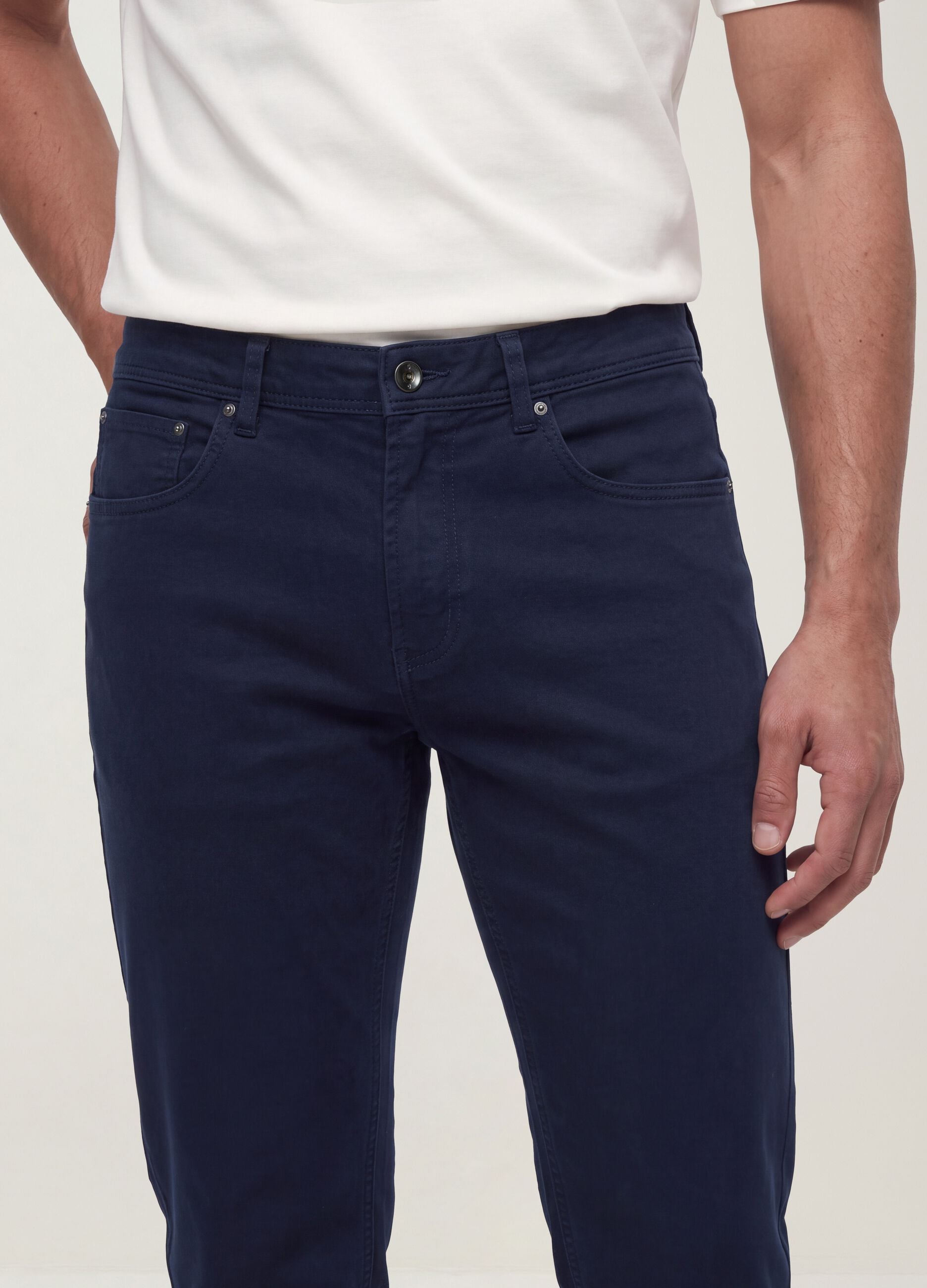 Green slim-fit stretch cotton dobby trousers