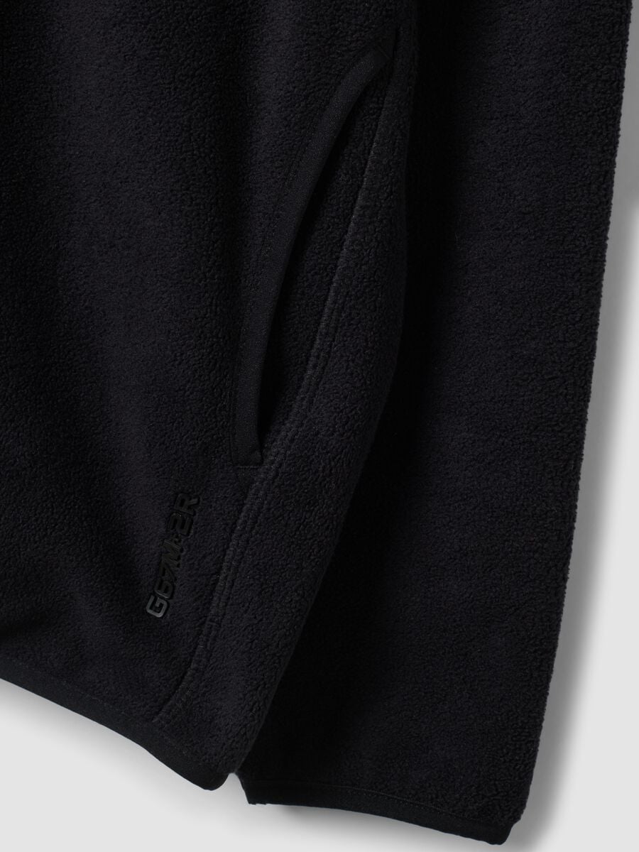 Black fleece sweatshirt with collar, regular fit_1