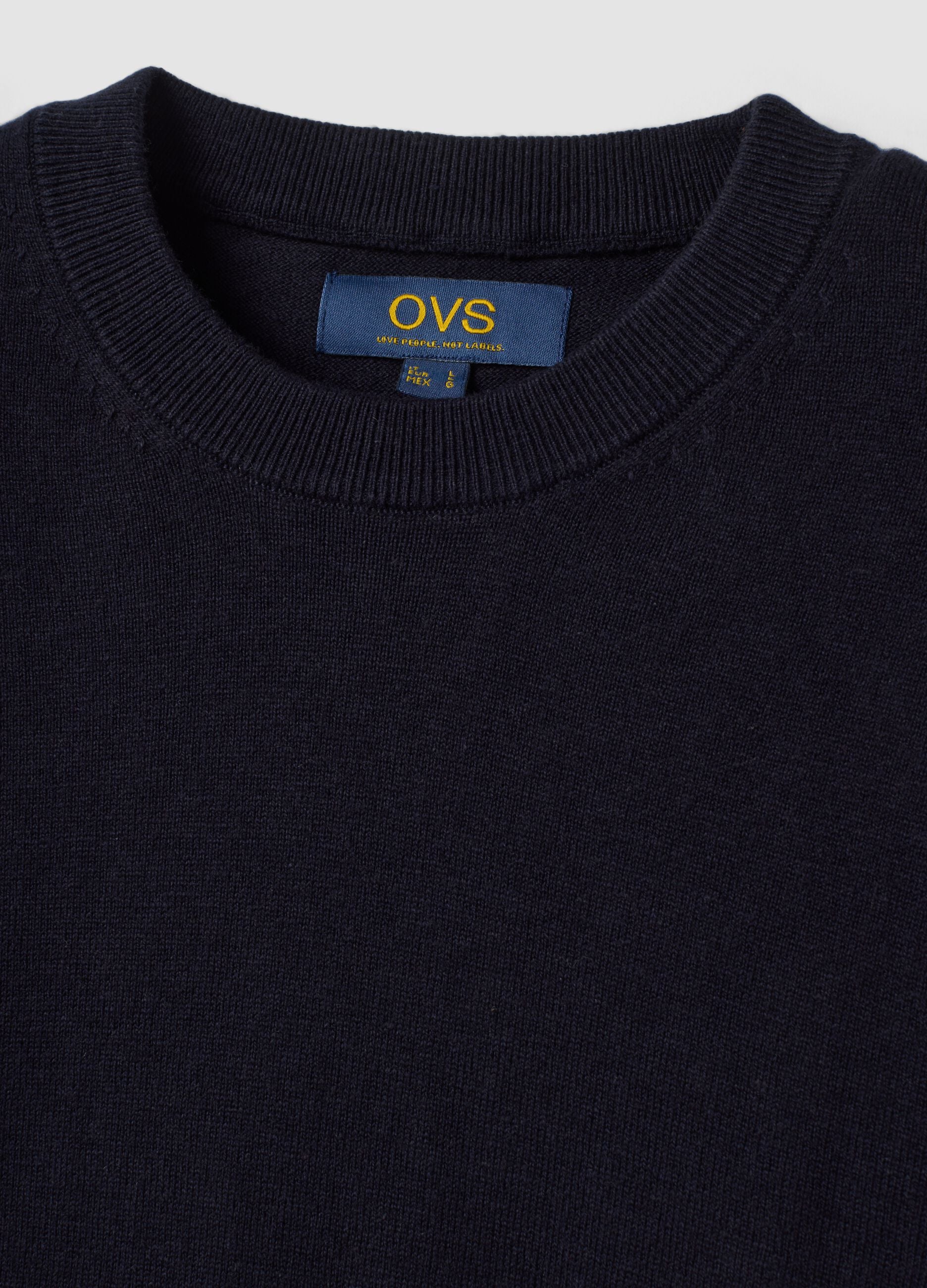 Blue cotton and cashmere blend crew-neck jumper