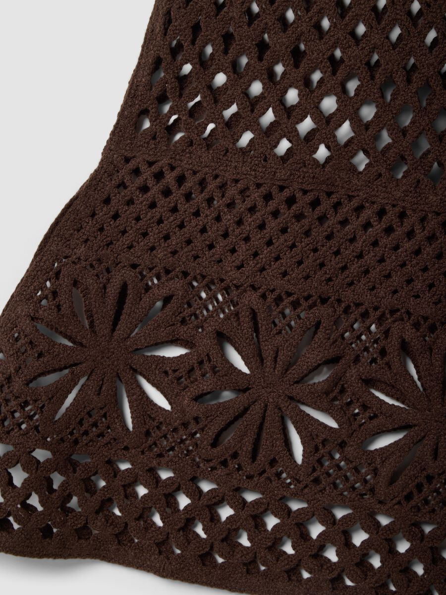 Brown cotton-blend maxi skirt, regular fit with knitted design_1