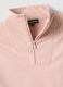 Regular fit pink cotton blend sweatshirt with half zip and high collar_5