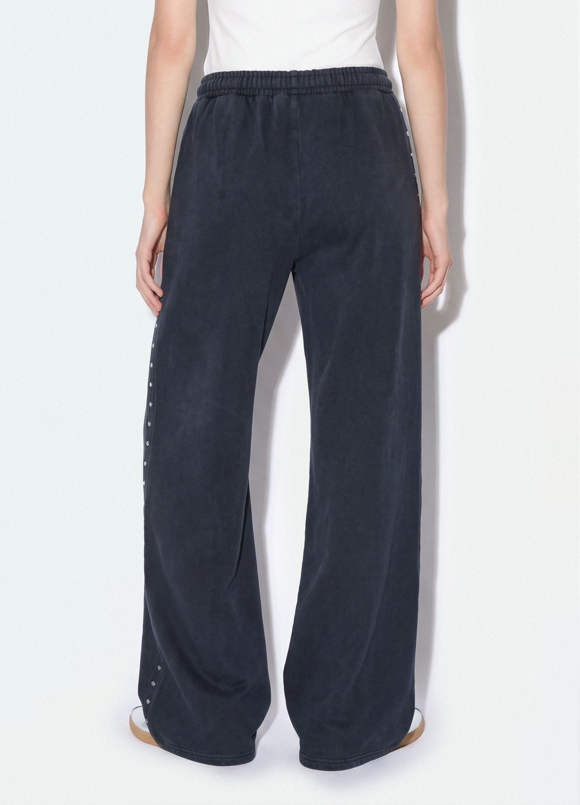 Jogger grigi wide leg in misto cotone con strass