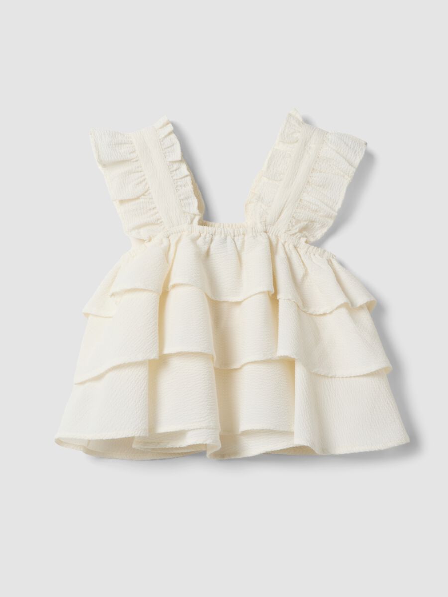 Girls' white regular fit top with ruffles_4