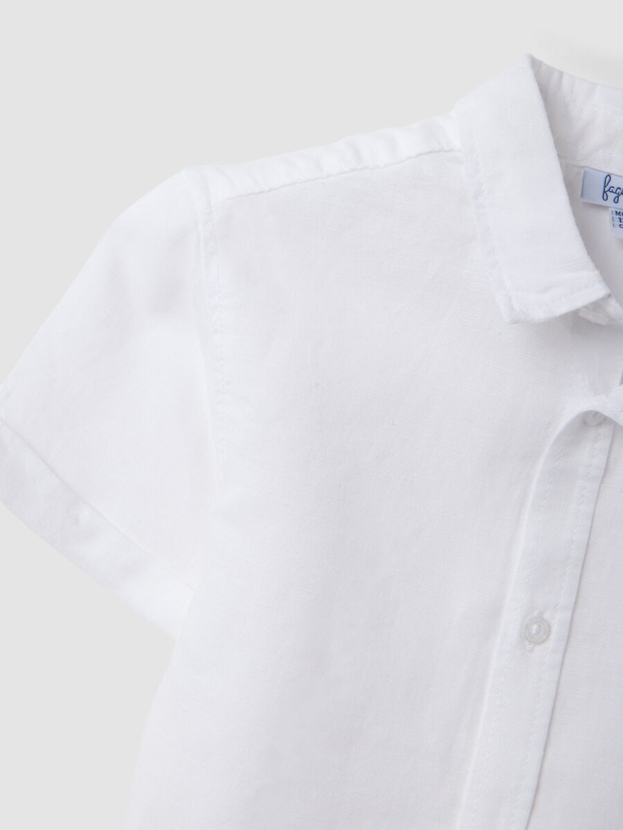 White linen-cotton blend boys' shirt regular fit_3